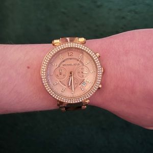 tortoise shell rose gold and pink micheal kors watch only need new battery